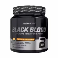 Bote de Black Blood NOX+ 330g BiotechUSA, pre-entreno para máximo rendimiento deportivo y energía.