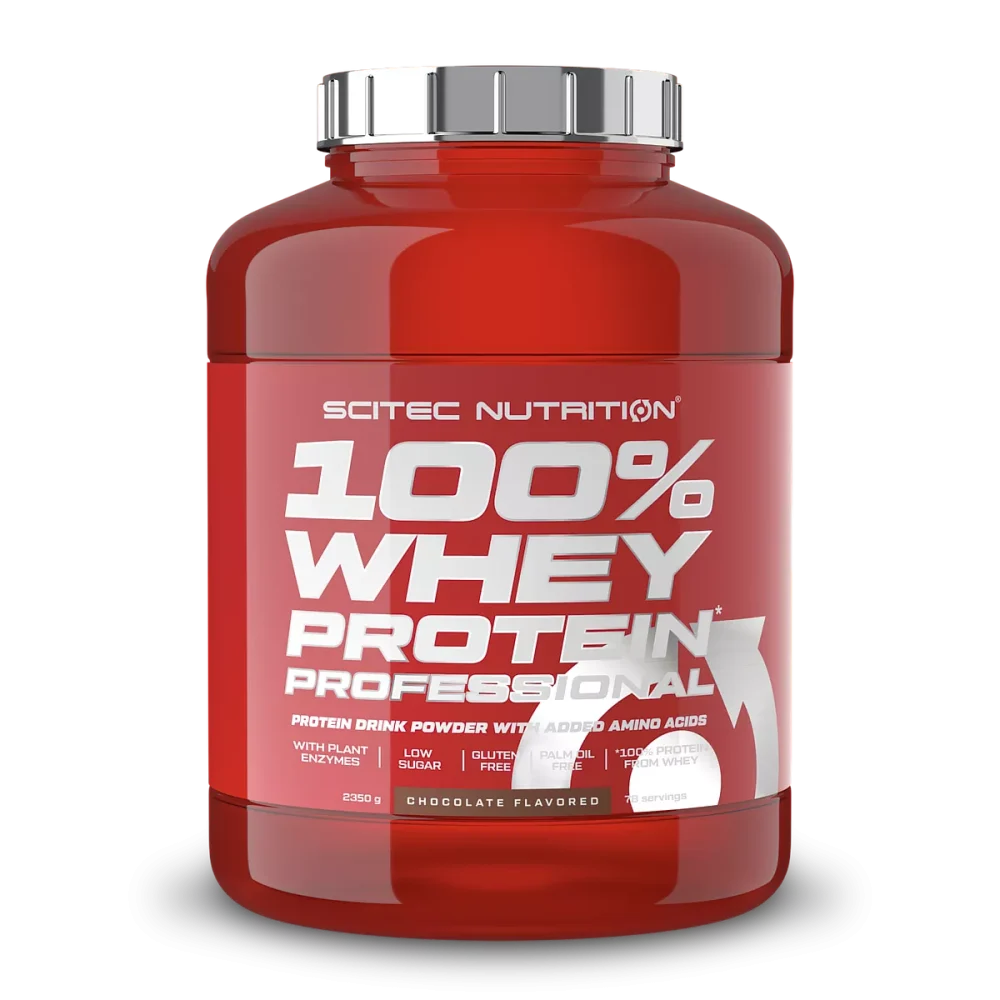 100% Whey Protein Professional 2.35kg Scitec Nutrition – Proteína de suero premium para crecimiento muscular.