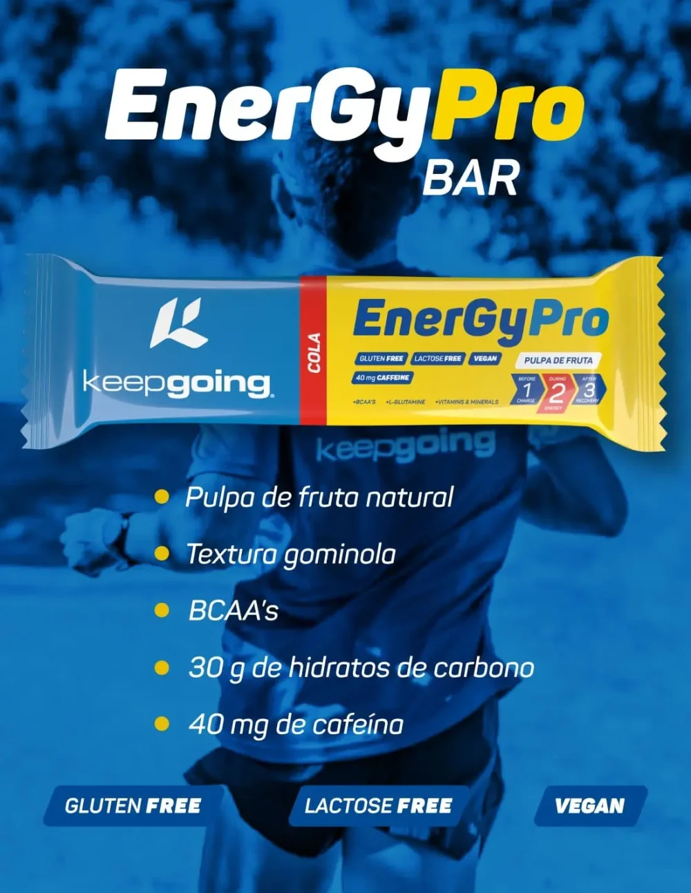 EnergyPro Bar KeepGoing – Barrita Energética 40g para Deportistas